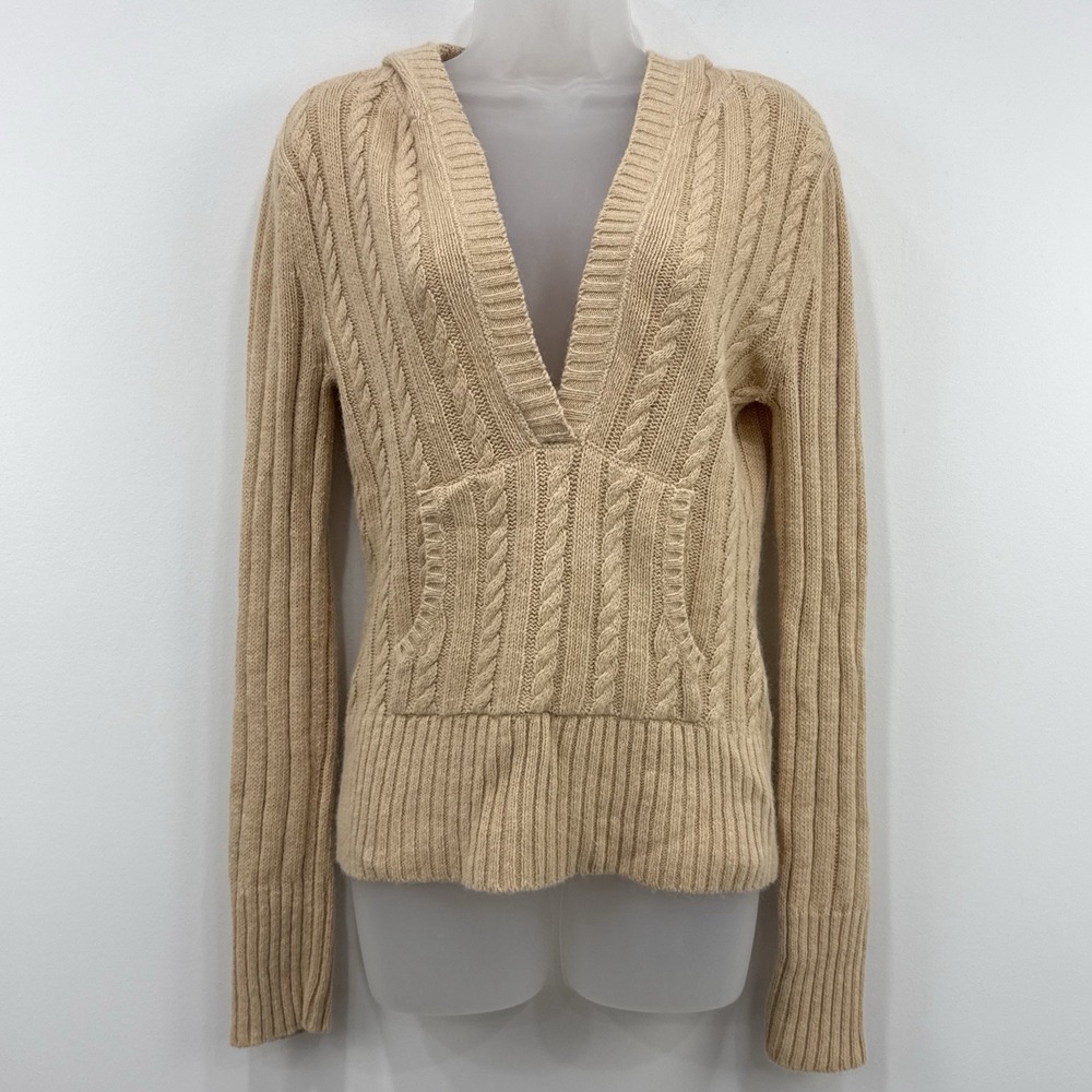 VTG Y2K Aeropostale Rabbit Hair Hoodie L Cableknit Preppy Bella Academia Grunge